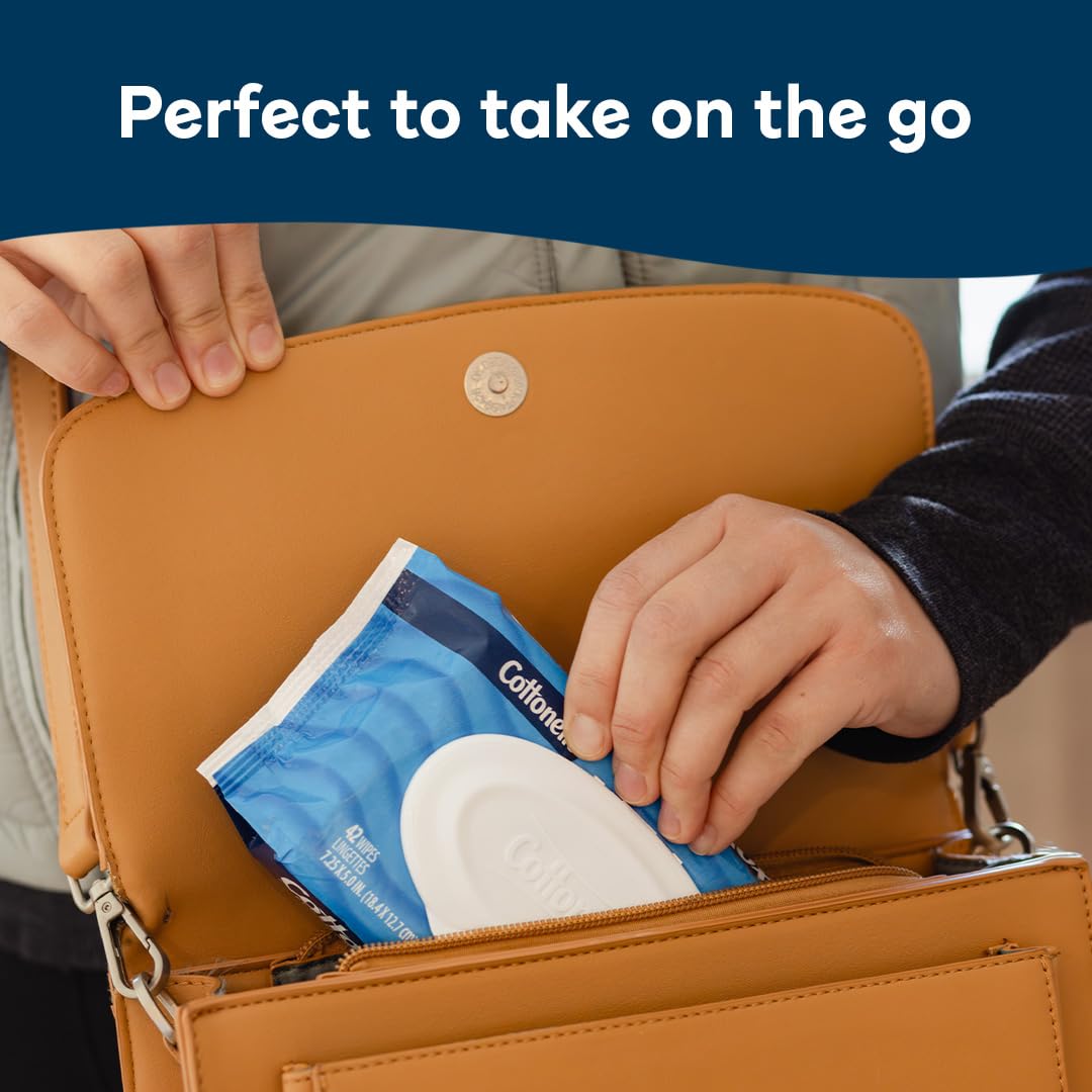 Cottonelle Fresh Feel Flushable Wet Wipes, Adult Wet Wipes, 8 Flip-Top Packs, 42 Wipes Per Pack (336 Total Wipes), Packaging May Vary