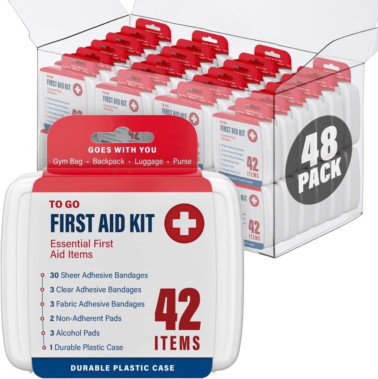 DecorRack 500 Piece First Aid Kit, 12 Individual Boxes of 42 Items Each, First Aid Kit for Car, Home, School, Office, Minor Cuts, Scrapes, Travel, Sports, Field Trips or Camping (500pcs, 12 Pack)