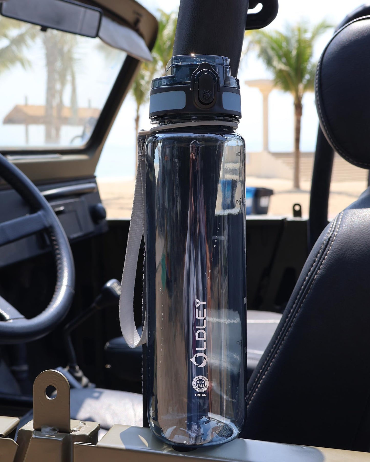 OLDLEY 32 oz Water Bottle, Motivational Water Bottle with Time Marker, Sports Water Bottle With Strap, Leakproof & BPA Free Large Water Bottles for School, Gym, Travel, Outdoor, Tritan, Transparent