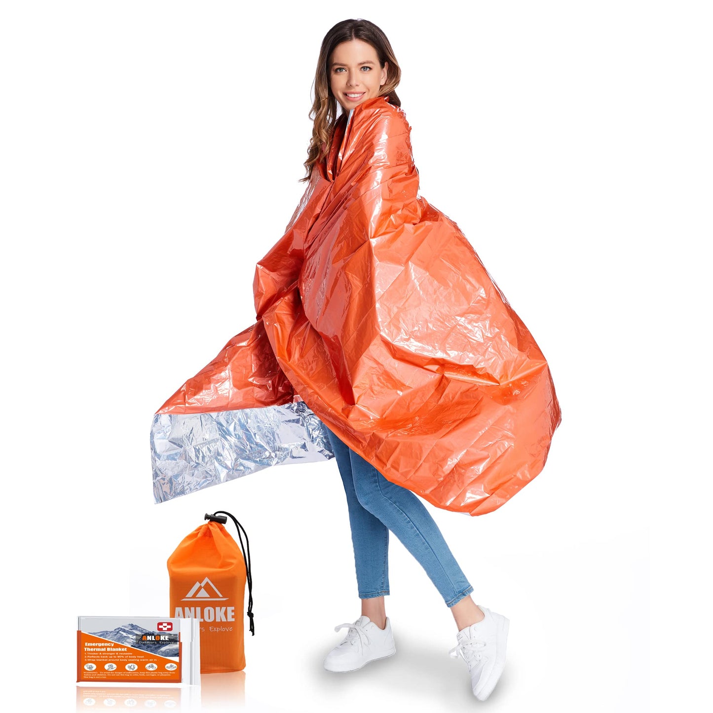 Emergency Blankets Mylar Thermal Blanket,(10 Pack) of Gigantic Space Blanket 82 * 64 in. Survival Blankets Heavy Duty Camping Gear,First Aid