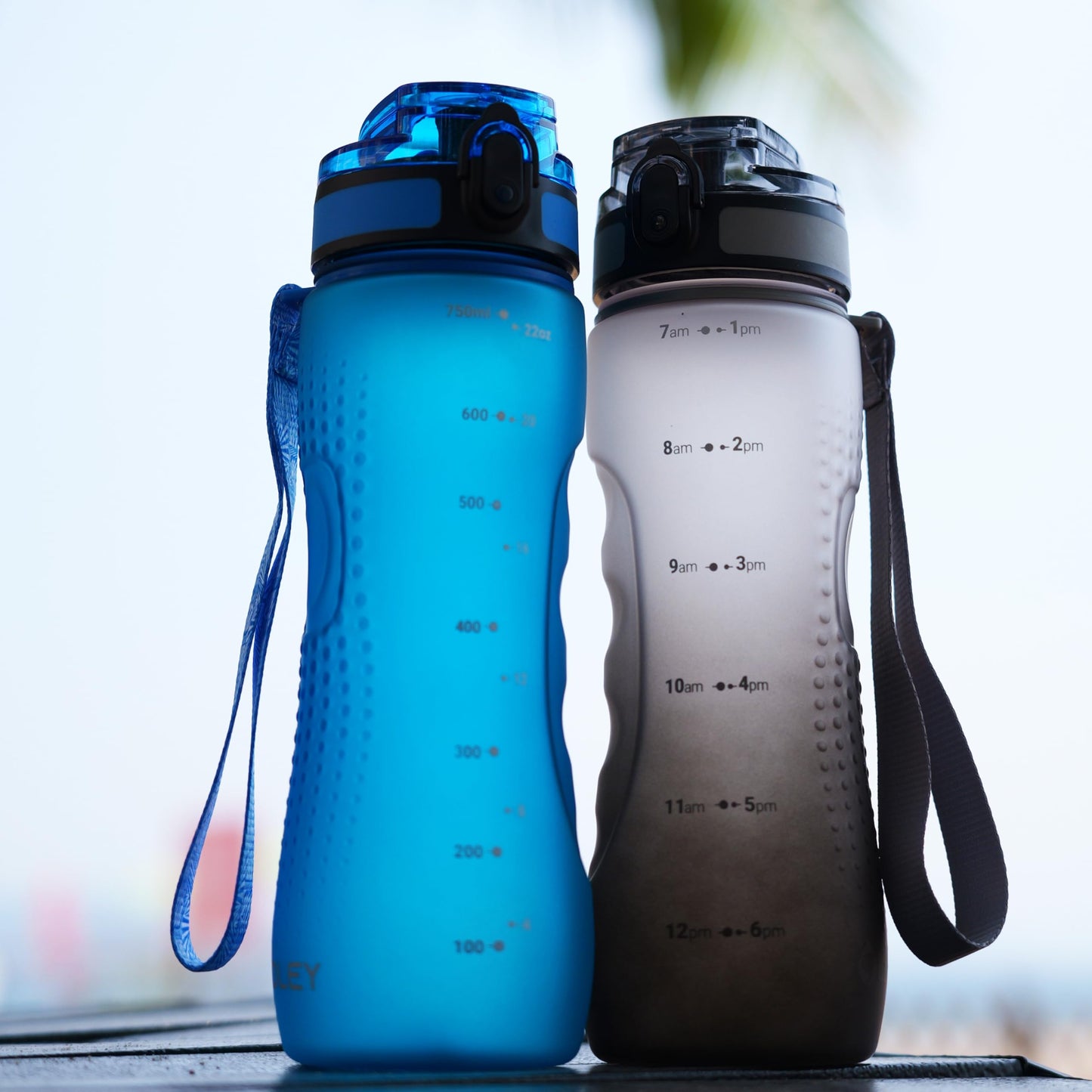 OLDLEY 32 oz Water Bottle, Motivational Water Bottle with Time Marker, Sports Water Bottle With Strap, Leakproof & BPA Free Large Water Bottles for School, Gym, Travel, Outdoor, Tritan, Transparent