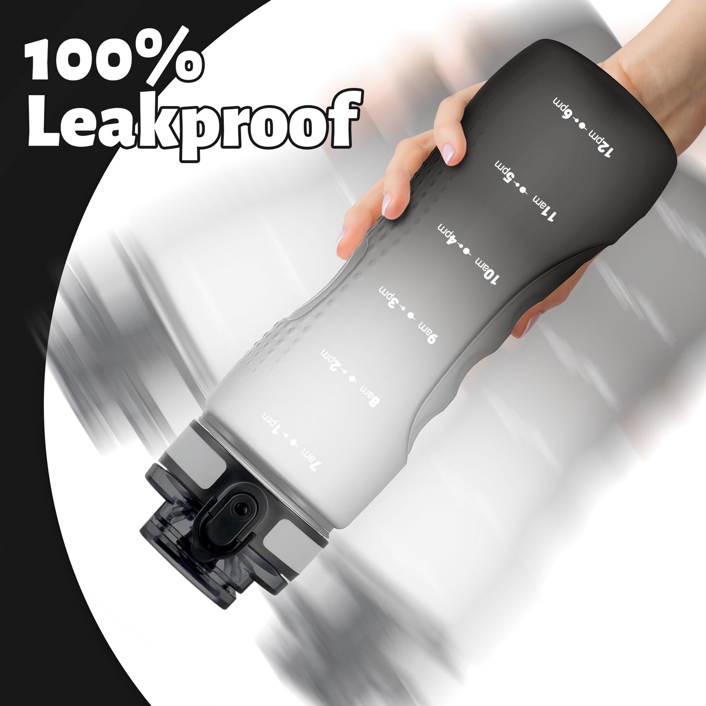 OLDLEY 32 oz Water Bottle, Motivational Water Bottle with Time Marker, Sports Water Bottle With Strap, Leakproof & BPA Free Large Water Bottles for School, Gym, Travel, Outdoor, Tritan, Transparent