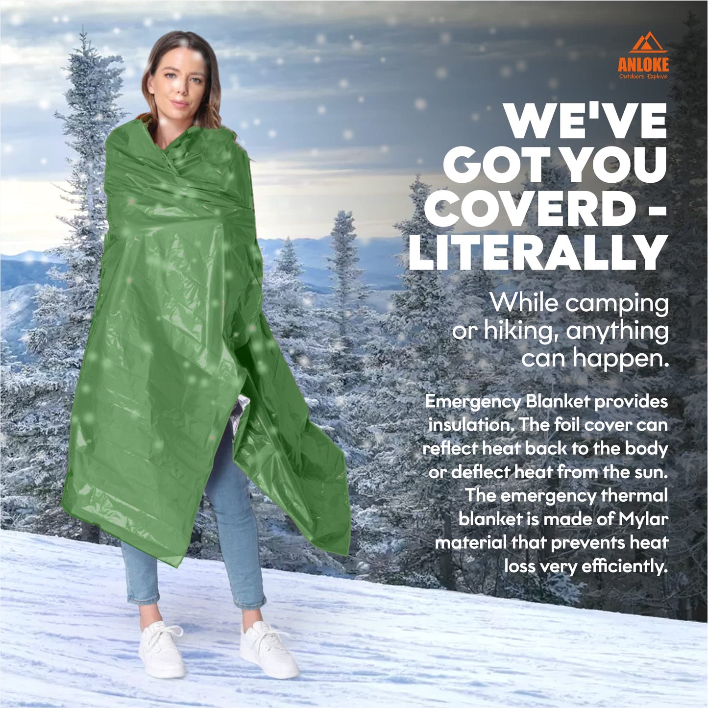 Emergency Blankets Mylar Thermal Blanket,(10 Pack) of Gigantic Space Blanket 82 * 64 in. Survival Blankets Heavy Duty Camping Gear,First Aid