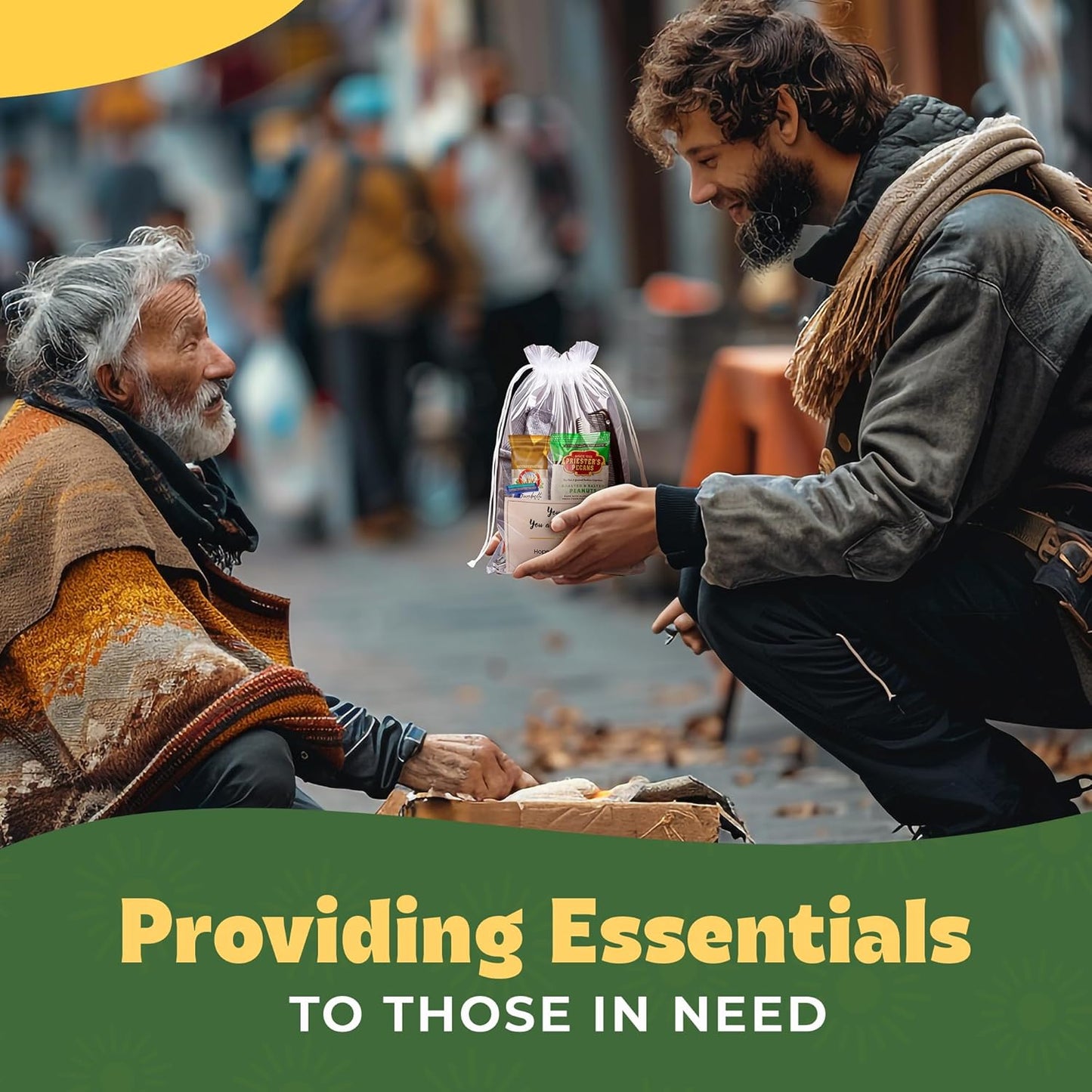 Homeless Care Package (5 Count) – Complete Hygiene Kits for Homeless Includes Food, Socks, First Aid and Personal Care Items – Ideal Homeless Blessing Bag for Outreach and Charity