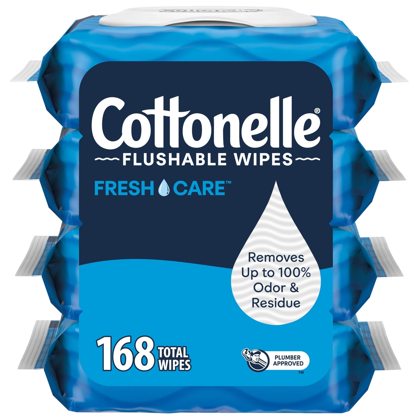 Cottonelle Fresh Feel Flushable Wet Wipes, Adult Wet Wipes, 8 Flip-Top Packs, 42 Wipes Per Pack (336 Total Wipes), Packaging May Vary